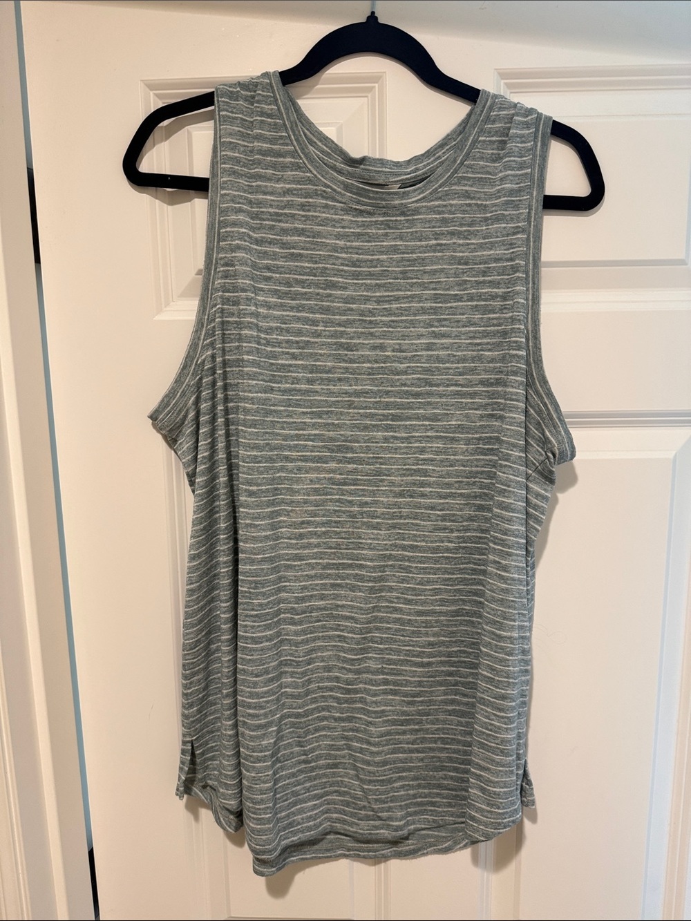Light Green Striped Sleeveless Tank Top